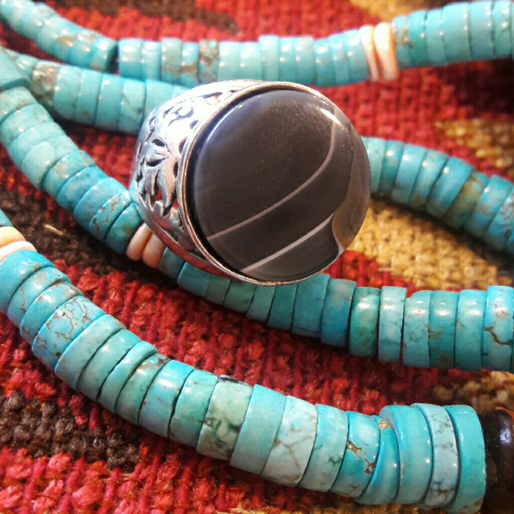 Vintage Silver and Black Ring